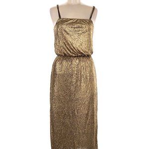 Bobeau Metallic Gold Pleated Dress